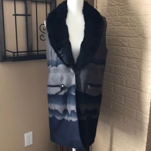 Democracy fur collar long vest